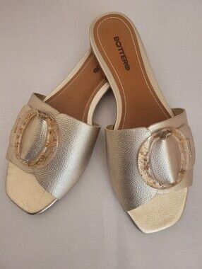 Bottero Gold Leather Slip-On Women's Sandals